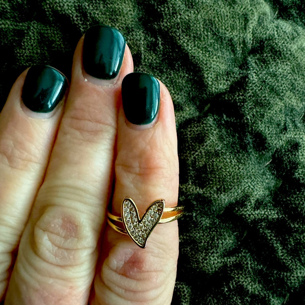 Heart Ring. Yellow Gold with stones. Sizable 5-9.